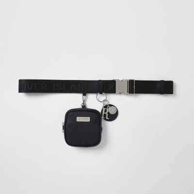 Black clip on purse belt