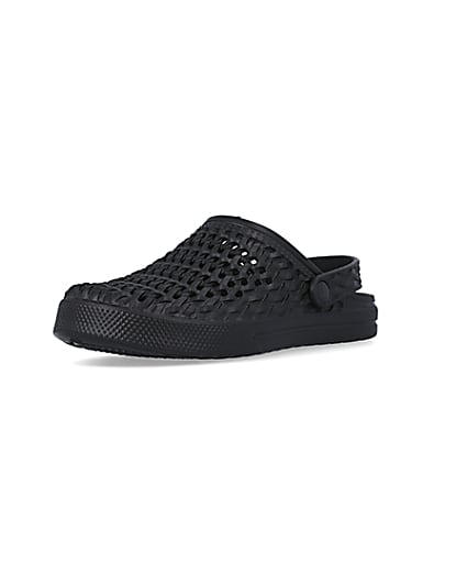 360 degree animation of product Black closed toe woven mule frame-0