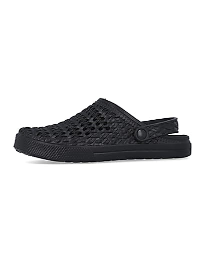 360 degree animation of product Black closed toe woven mule frame-2