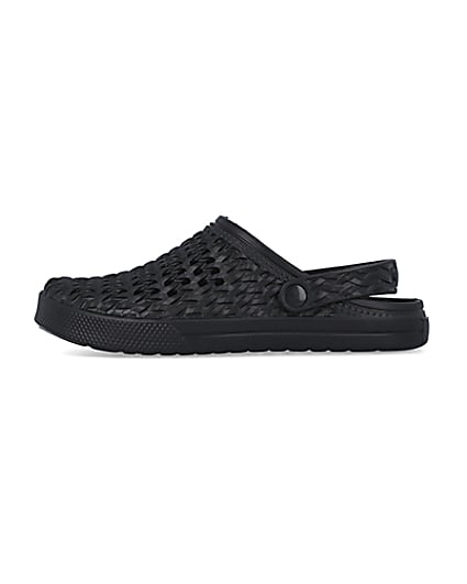 360 degree animation of product Black closed toe woven mule frame-3
