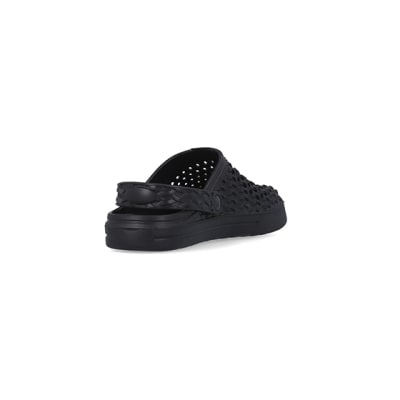 360 degree animation of product Black closed toe woven mule frame-11