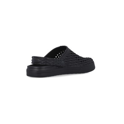 360 degree animation of product Black closed toe woven mule frame-12