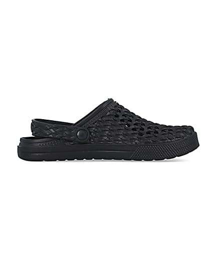 360 degree animation of product Black closed toe woven mule frame-15