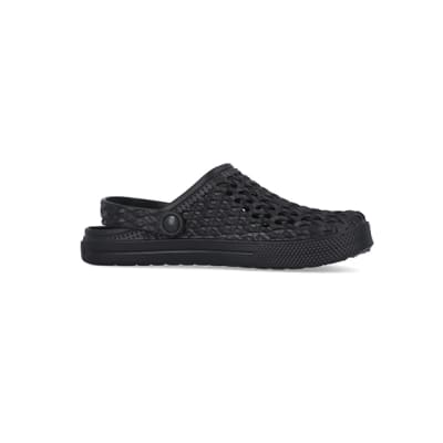 360 degree animation of product Black closed toe woven mule frame-16