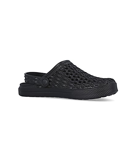 360 degree animation of product Black closed toe woven mule frame-17