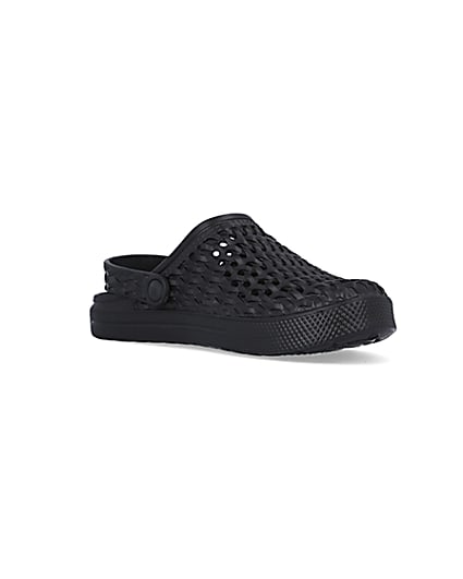 360 degree animation of product Black closed toe woven mule frame-18