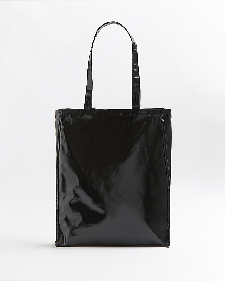 Black coated canvas shopper bag