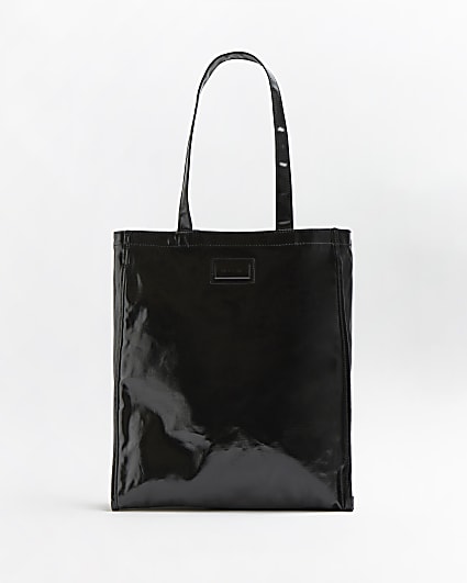 Black coated canvas shopper bag