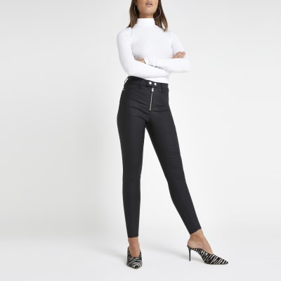 Black coated Hailey high rise skinny jeans