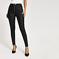 Black coated Hailey high rise skinny jeans