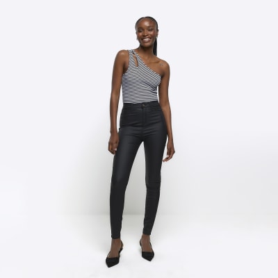 black high waisted jeans river island