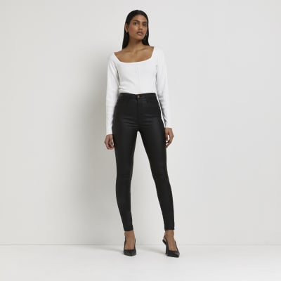 Vice high waisted coated skinny jeans black sale