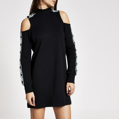 cold shoulder black dress uk