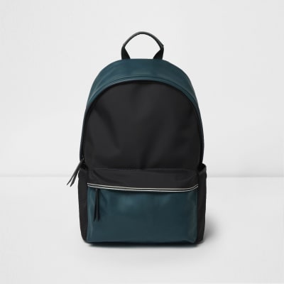 Black colour block backpack