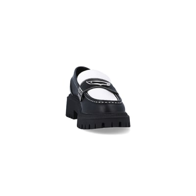 360 degree animation of product Black colour block chunky loafers frame-20
