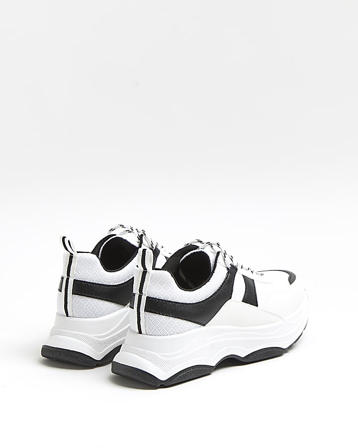 Black colour block chunky trainers