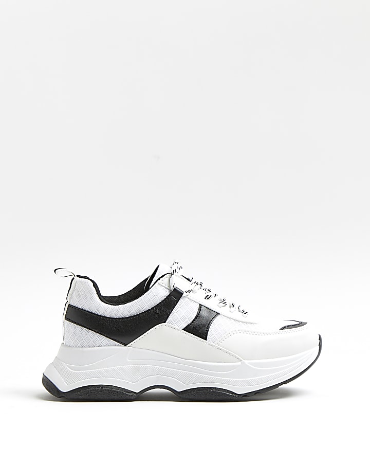 Black colour block chunky trainers