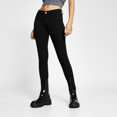 low rise black skinny jeans womens