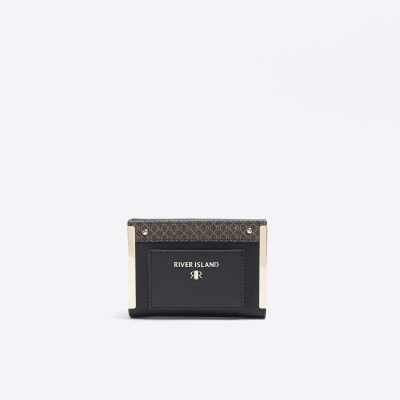 Black contrast panel foldover purse