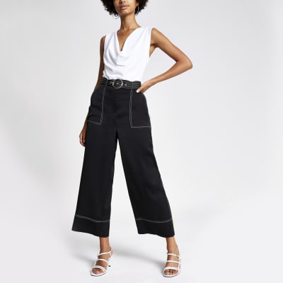 black wide leg trousers