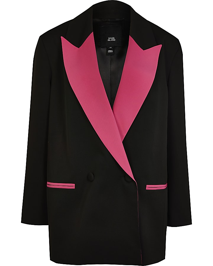 Black contrasting lapel tuxedo jacket