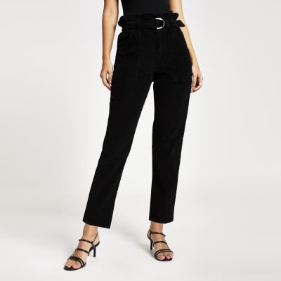 high waisted black corduroy jeans