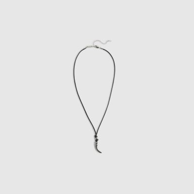 Black Corduroy Tusk Necklace