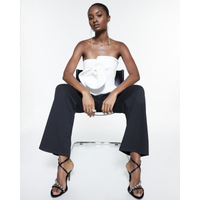 Black Corsage Monochrome Bandeau Jumpsuit