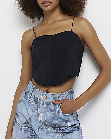 Black corset cropped top