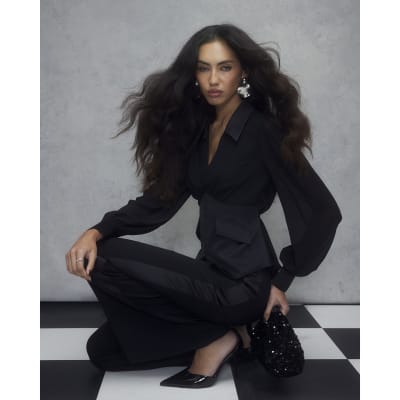 Black Corset Detail Blouse