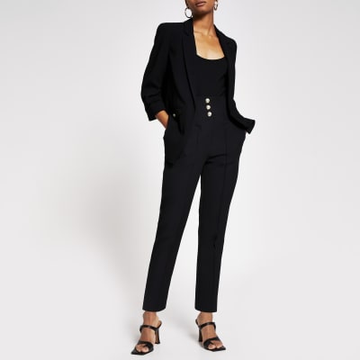 Black corset waist cigarette trouser | River Island