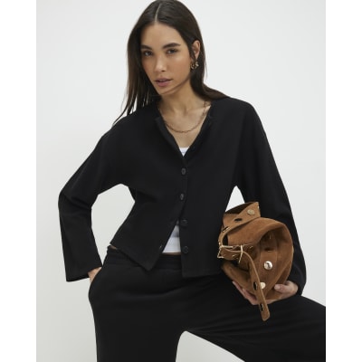 Black Cosy Button Through Cardigan