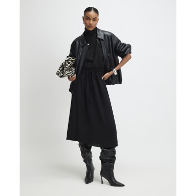 Black Cosy Hybrid Midi Dress