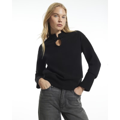 Cosy Stand Up Collar Frogging Top