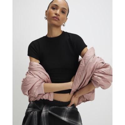 Cotton Blend Fitted Ribbed Top