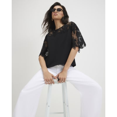 Cotton Cutwork Sleeve T Shirt