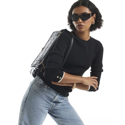 Cotton Rib Knit Layered Trim Top