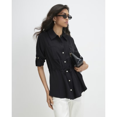 Crepe Drawstring Waist Shirt