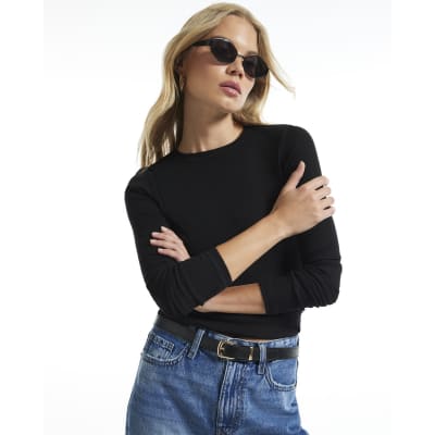 Crew Neck Rib Long Sleeve Top