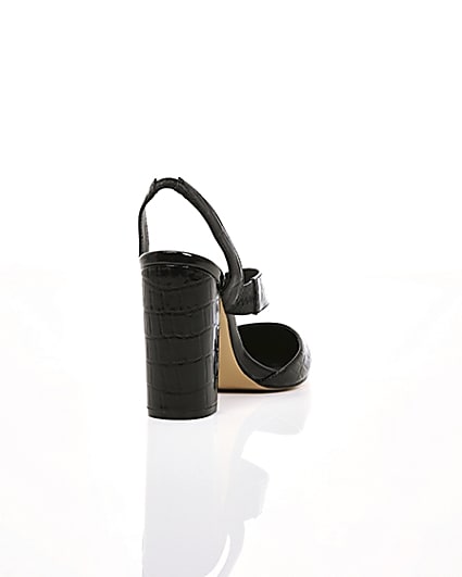 360 degree animation of product Black croc asymmetric block heel court shoes frame-14