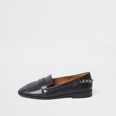 black croc loafers