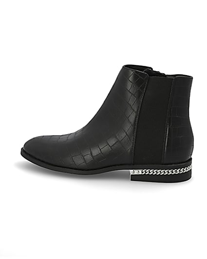 360 degree animation of product Black croc embossed ankle boots frame-4