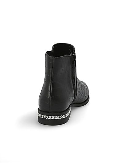 360 degree animation of product Black croc embossed ankle boots frame-10