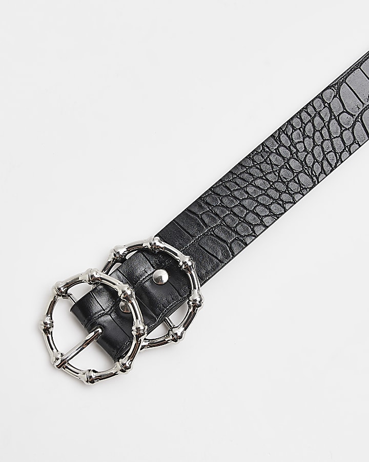 Black croc embossed belt