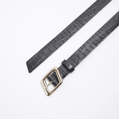 Black croc embossed belt