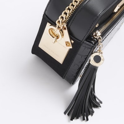 River Island Black mini chain cross body bag ($70) ❤ liked on