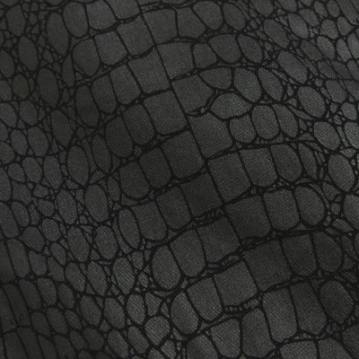 Black croc embossed coated jeans