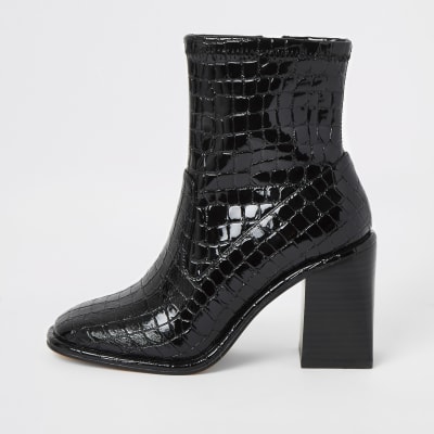 river island black leather ankle boots