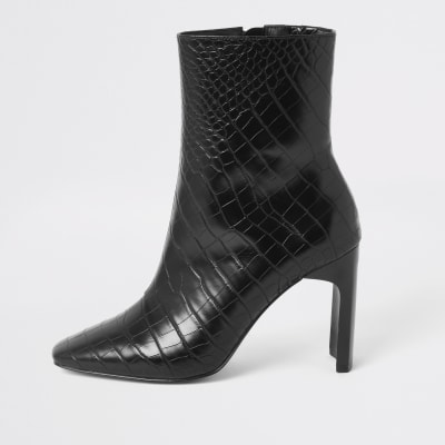 black croc ankle boots