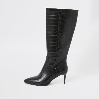 black croc embossed boots